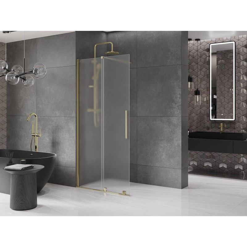 Mexen Velar perete de duș culisant Walk-in 80 x 200 cm, satinat 8 mm, auriu - 871-080-000-33-50