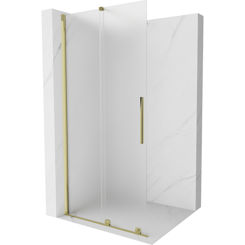 Peretele de duș extensibil Mexen Velar Walk-in 100 x 200 cm, mat 8 mm, aurie - 871-100-000-33-50