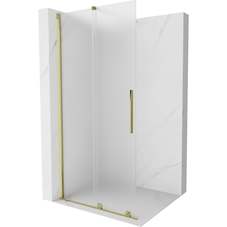 Peretele de duș extensibil Mexen Velar Walk-in 100 x 200 cm, mat 8 mm, aurie - 871-100-000-33-50