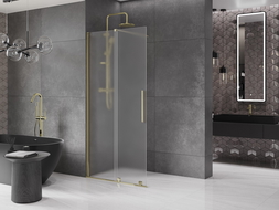 Peretele de duș extensibil Mexen Velar Walk-in 100 x 200 cm, mat 8 mm, aurie - 871-100-000-33-50