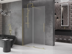 Mexen Velar perete de duș glisant Walk-in 140 x 200 cm, mat 8 mm, aurie - 871-140-000-33-50