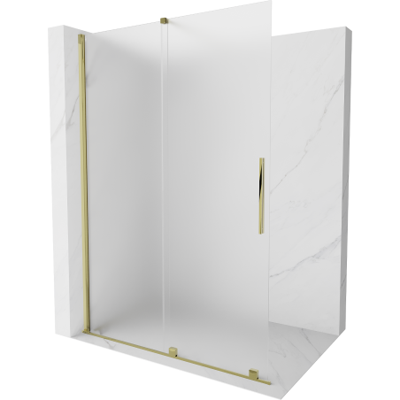 Mexen Velar Walk-in zuhanyfal tolóajtóval 140 x 200 cm, 8 mm matt, arany - 871-140-000-33-50