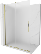 Mexen Velar perete de duș glisant Walk-in 140 x 200 cm, mat 8 mm, aurie - 871-140-000-33-50
