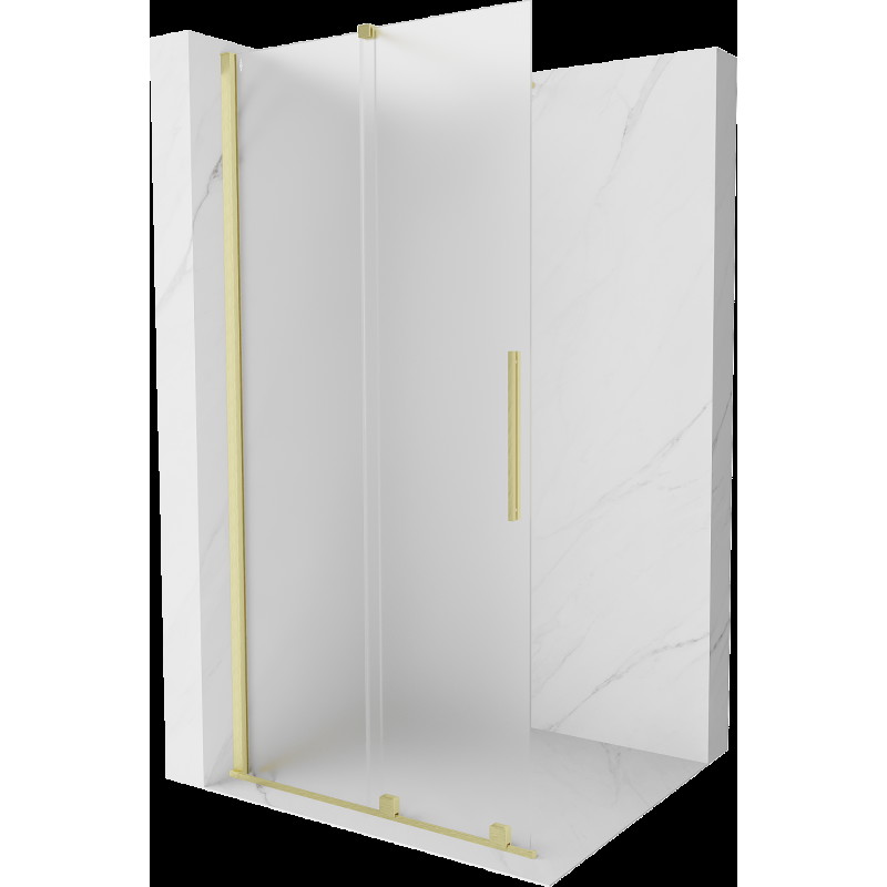 Mexen Velar panou de duș extensibil Walk-in 85 x 200 cm, nisipiu 8 mm, aur periat - 871-085-000-33-55