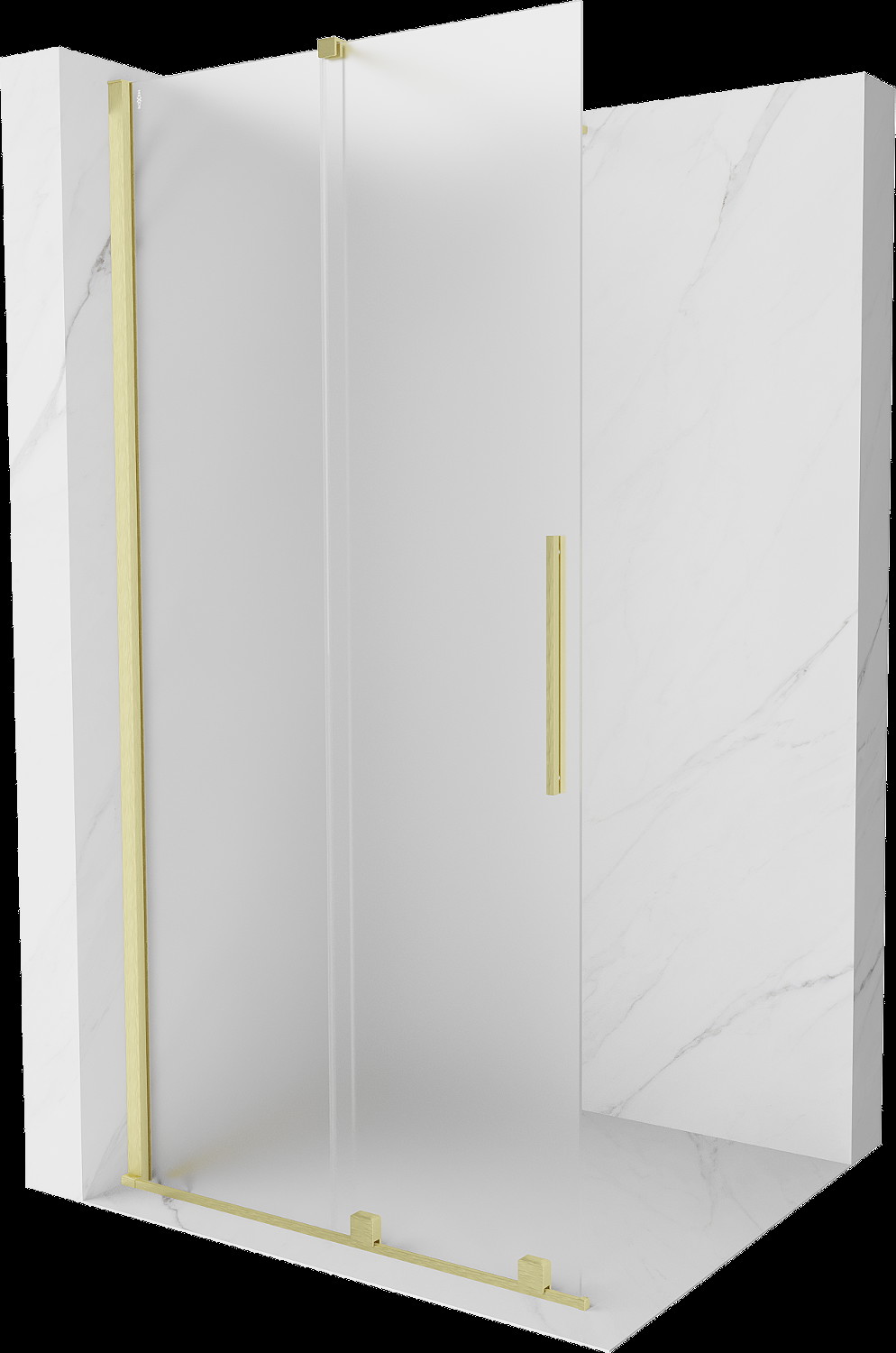 Mexen Velar panou de duș extensibil Walk-in 85 x 200 cm, nisipiu 8 mm, aur periat - 871-085-000-33-55