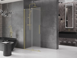 Mexen Velar perete de duș glisant Walk-in 120 x 200 cm, sticlă sablată 8 mm, finisaj aurit mat - 871-120-000-33-55