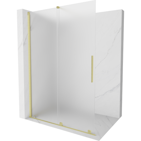 Mexen Velar duș walk-in extensibil 130 x 200 cm, sticlă mată 8 mm, finisaj aurit periat - 871-130-000-33-55