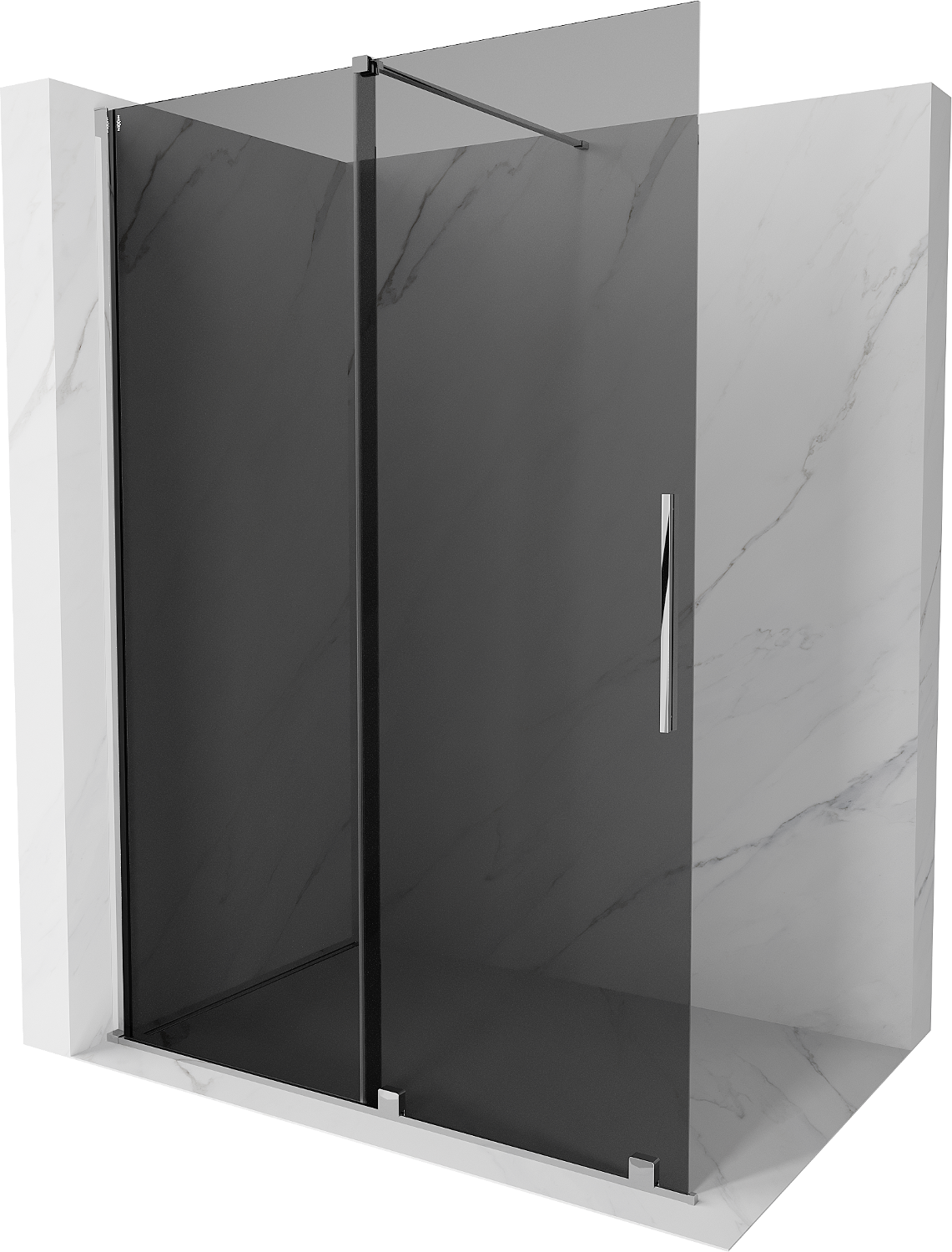 Mexen Velar paravan de duș extensibil Walk-in 150 x 200 cm, grafit 8 mm, crom - 871-150-000-43-01