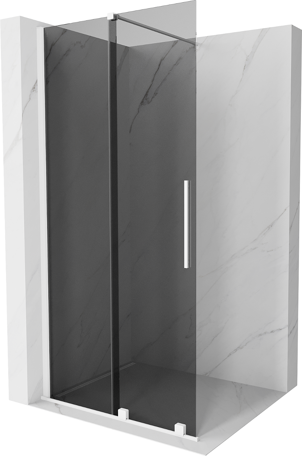 Mexen Velar perete de duș extensibil Walk-in 70 x 200 cm, grafit 8 mm, alb - 871-070-000-43-20