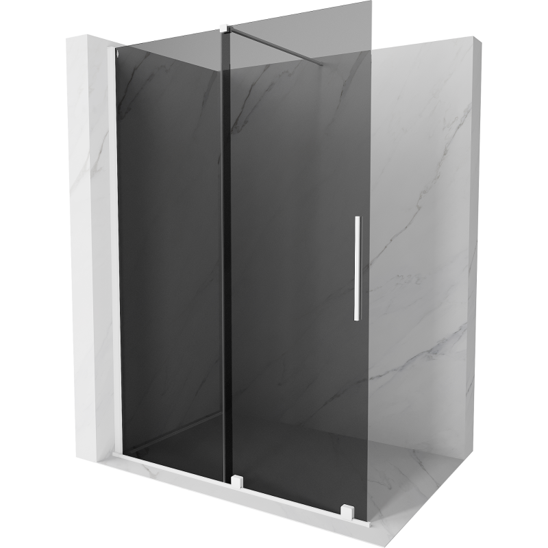 Mexen Velar toló zuhanyfal Walk-in 130 x 200 cm, grafit 8 mm, fehér - 871-130-000-43-20