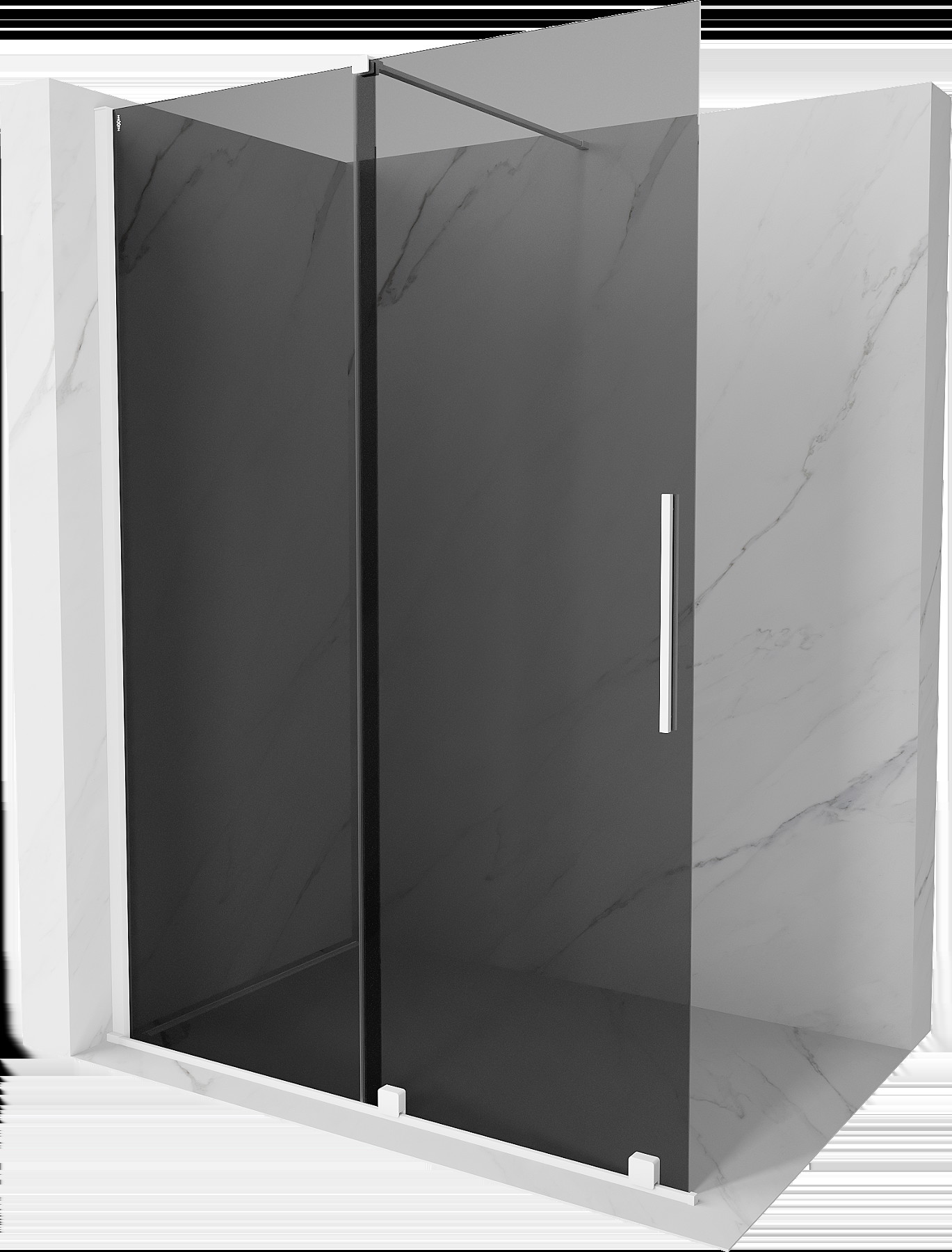 Mexen Velar paravan de duş extensibil Walk-in 140 x 200 cm, grafit 8 mm, alb - 871-140-000-43-20