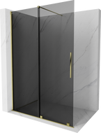 Mexen Velar perete de duș extensibil Walk-in 140 x 200 cm, grafit 8 mm, aurie - 871-140-000-43-50