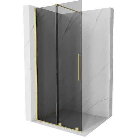 Mexen Velar perete de duș extensibil Walk-in 80 x 200 cm, grafit 8 mm, aur în perie - 871-080-000-43-55