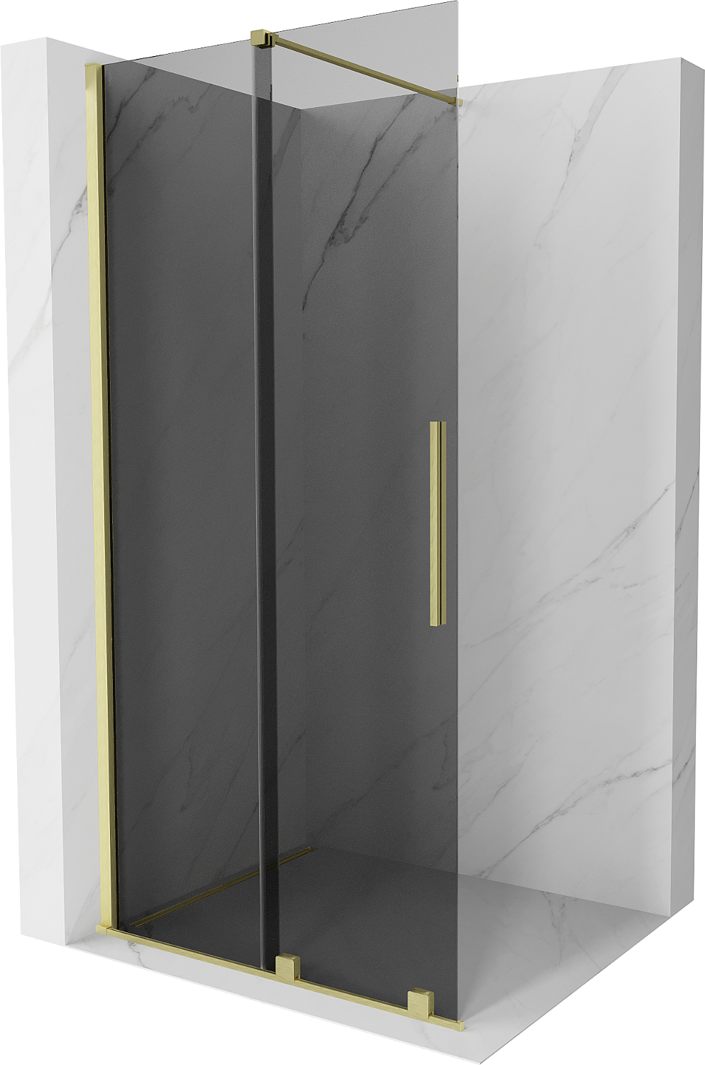 Mexen Velar perete de duș extensibil Walk-in 80 x 200 cm, grafit 8 mm, aur în perie - 871-080-000-43-55