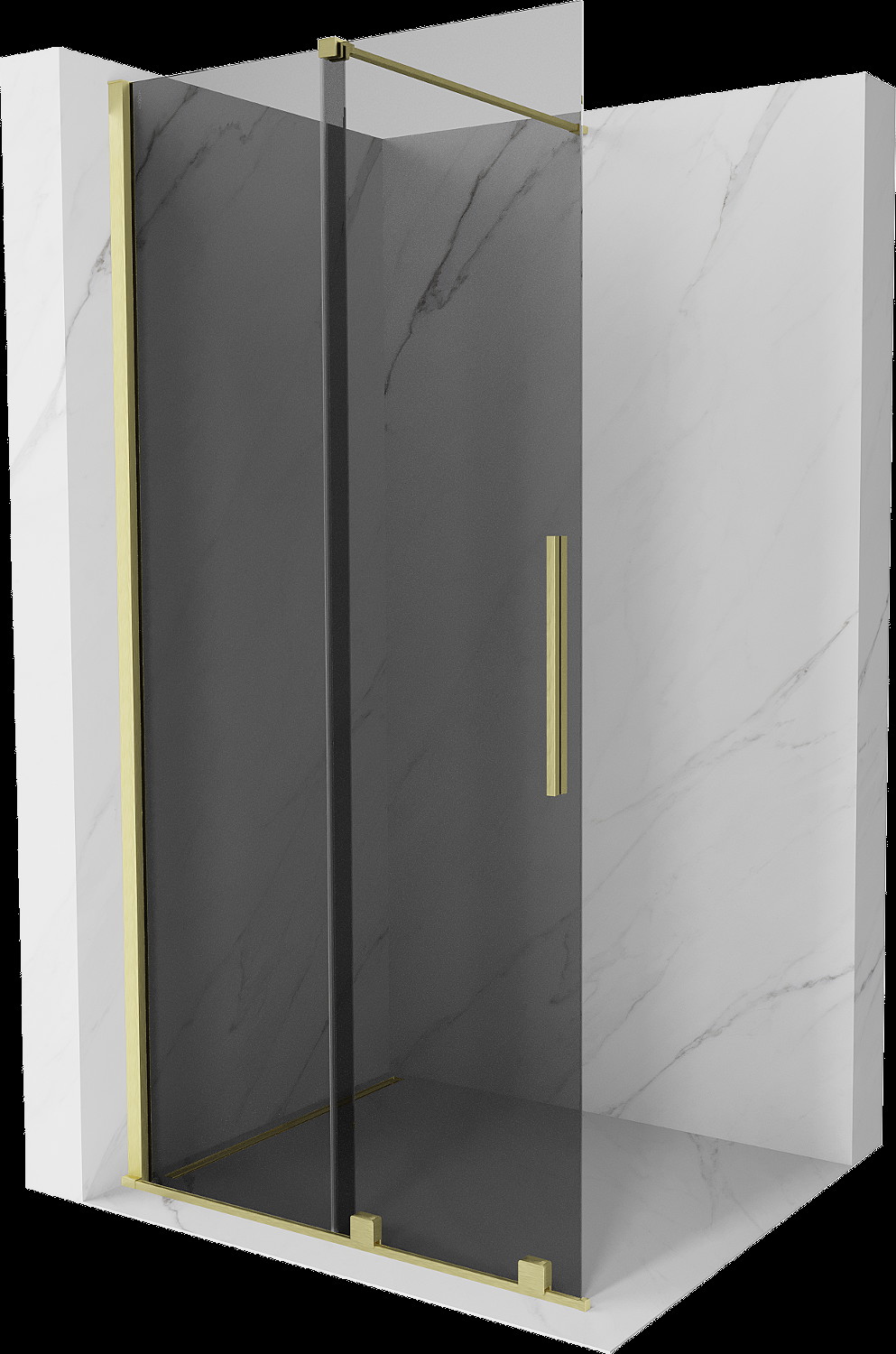 Mexen Velar perete duş extins Walk-in 85 x 200 cm, grafit 8 mm, aur periat - 871-085-000-43-55