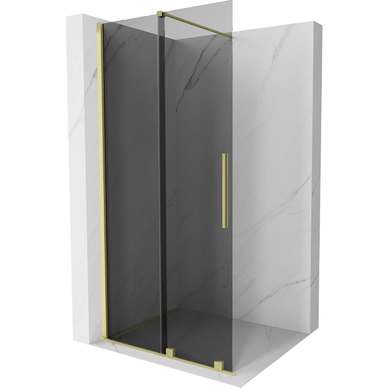 Mexen Velar perete de duș culisant Walk-in 90 x 200 cm, grafit 8 mm, auriu periat - 871-090-000-43-55