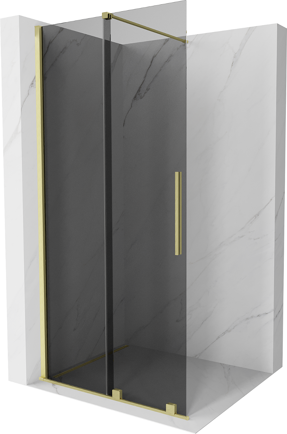 Mexen Velar perete duș extensibil Walk-in 120 x 200 cm, grafit 8 mm, aur periat - 871-120-000-43-55