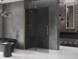 Mexen Velar panou de duş glisant Walk-in 140 x 200 cm, grafit 8 mm, aurate periat - 871-140-000-43-55