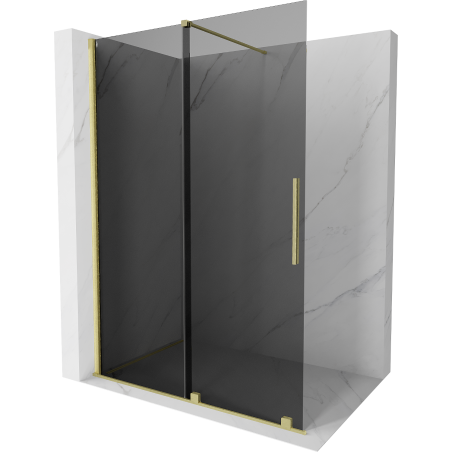Mexen Velar kihúzható zuhanyfal Walk-in 160 x 200 cm, grafit 8 mm, arany kefélt - 871-160-000-43-55