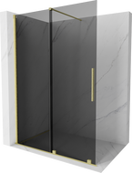 Mexen Velar paravan de duș glisant Walk-in 160 x 200 cm, grafit 8 mm, aur periat - 871-160-000-43-55