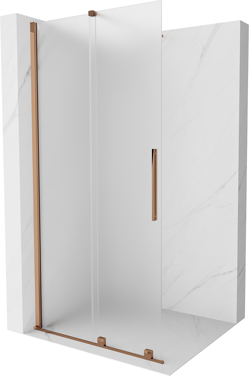 Mexen Velar perete de duș extensibil Walk-in 110 x 200 cm, sticlă mată 8 mm, aur roz - 871-110-000-33-60