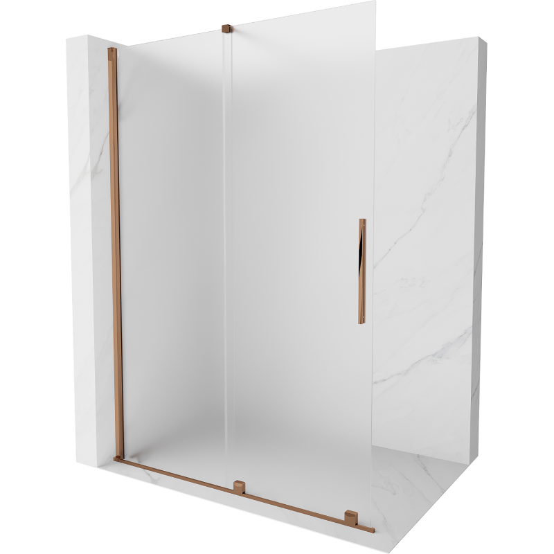 Mexen Velar perete de duș extensibil Walk-in 150 x 200 cm, sticlă mată 8 mm, aur roz - 871-150-000-33-60