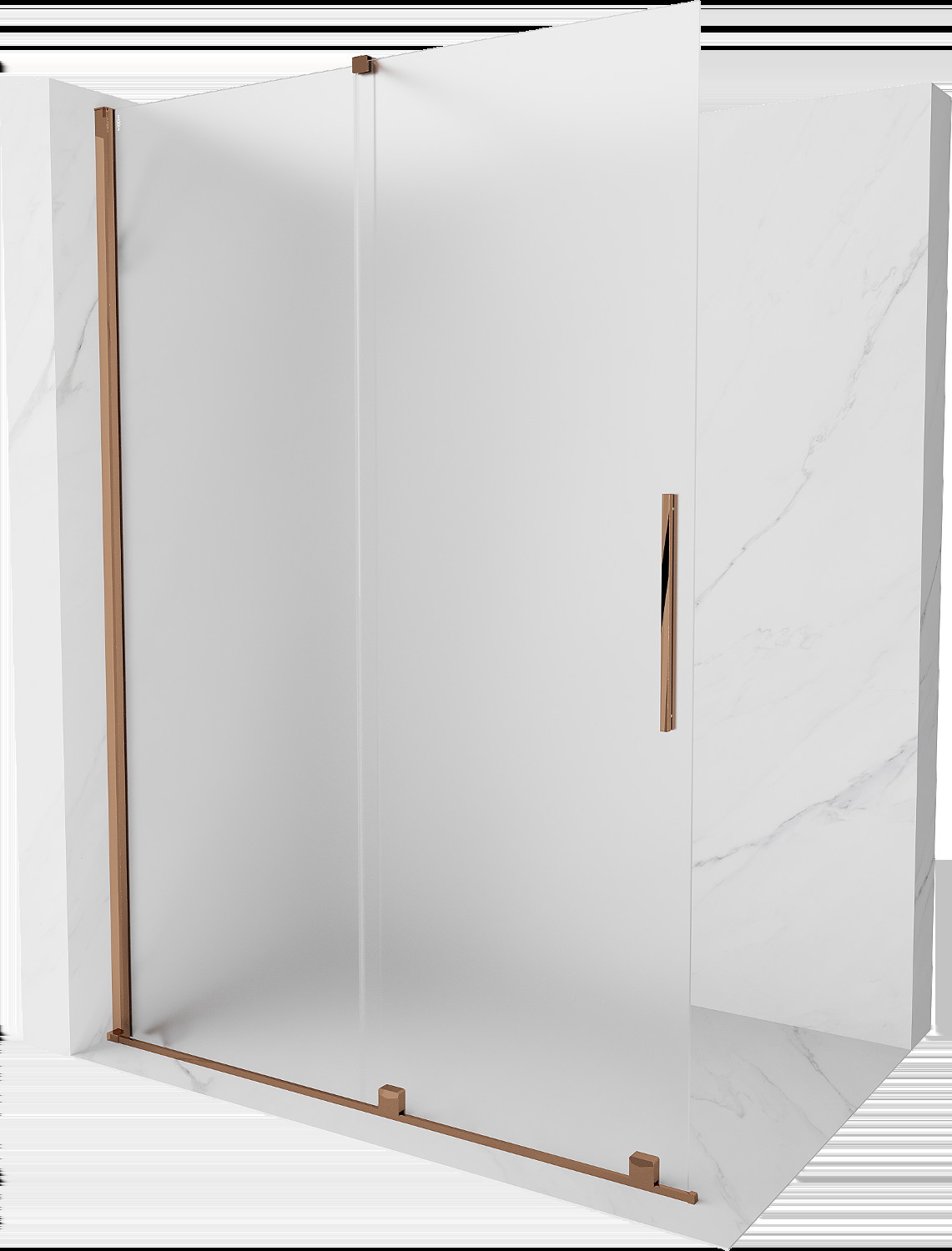 Mexen Velar perete de duș extensibil Walk-in 150 x 200 cm, sticlă mată 8 mm, aur roz - 871-150-000-33-60