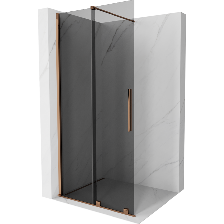 Mexen Velar perete de duș culisant Walk-in 75 x 200 cm, grafit 8 mm, aur roz - 871-075-000-43-60