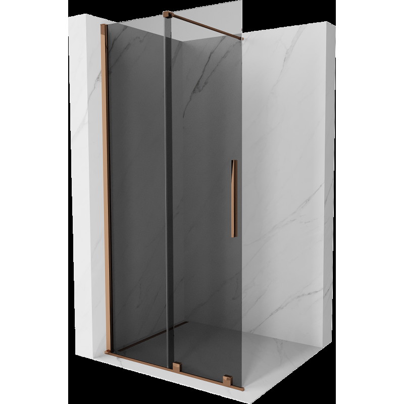 Mexen Velar paravan de duș extensibil Walk-in 70 x 200 cm, grafit 8 mm, aur roz - 871-070-000-43-60