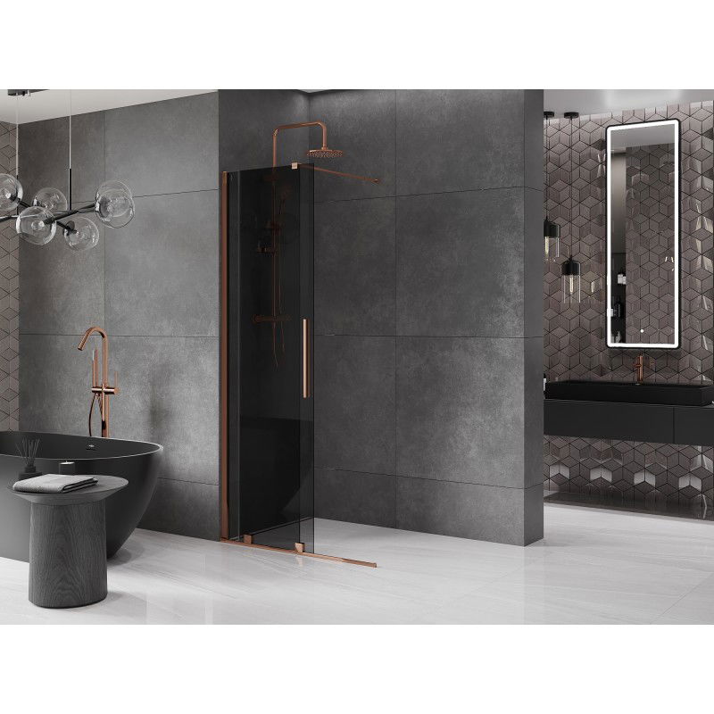Mexen Velar toló zuhanyfal Walk-in 85 x 200 cm, grafit 8 mm, rózsaarany - 871-085-000-43-60