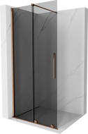 Mexen Velar tolóajtós zuhanykabin Walk-in 120 x 200 cm, grafit 8 mm, rózsaarany - 871-120-000-43-60