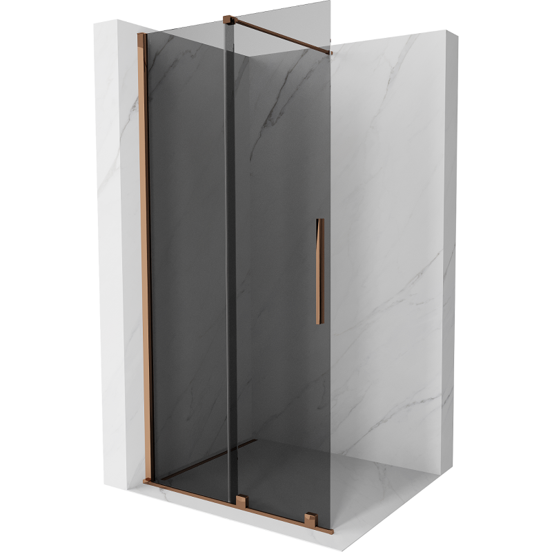Mexen Velar perete de duș glisant Walk-in 80 x 200 cm, grafit 8 mm, aur roz - 871-080-000-43-60