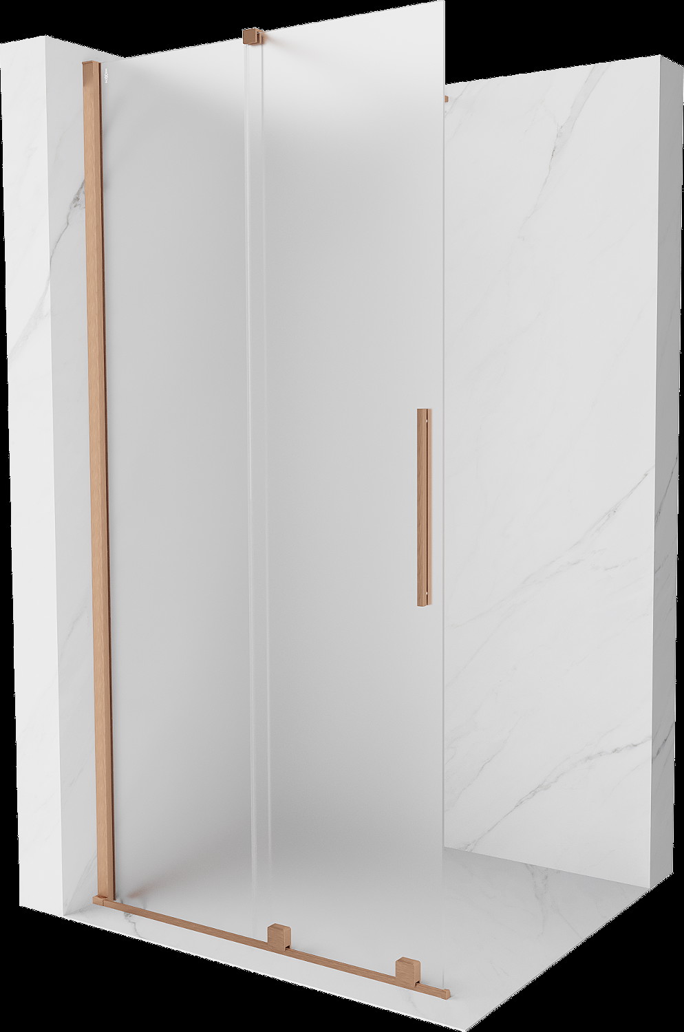 Mexen Velar perete de duș extensibil Walk-in 80 x 200 cm, sticlă mată 8 mm, cupru periat - 871-080-000-33-65