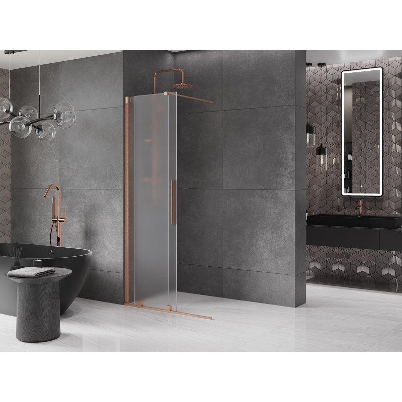 Mexen Velar Walk-in toló zuhanyfal 110 x 200 cm, matt üveg 8 mm, csiszolt réz - 871-110-000-33-65