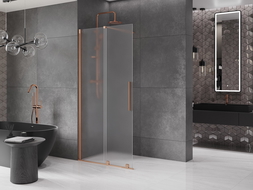 Mexen Velar úszó zuhanyfal Walk-in 120 x 200 cm, matt 8 mm, csiszolt réz - 871-120-000-33-65