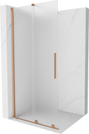 Mexen Velar úszó zuhanyfal Walk-in 120 x 200 cm, matt 8 mm, csiszolt réz - 871-120-000-33-65