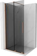 Mexen Velar perete duș extensibil Walk-in 120 x 200 cm, grafit 8 mm, cupru periat - 871-120-000-43-65