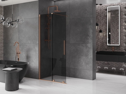 Mexen Velar perete duș extensibil Walk-in 120 x 200 cm, grafit 8 mm, cupru periat - 871-120-000-43-65