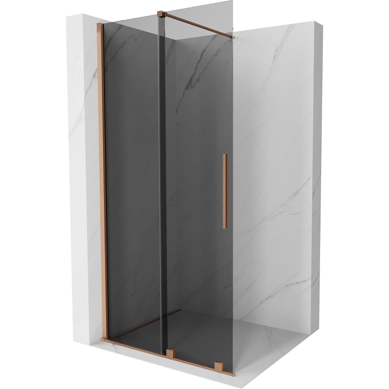 Mexen Velar perete duș extensibil Walk-in 110 x 200 cm, grafit 8 mm, cupru periat - 871-110-000-43-65