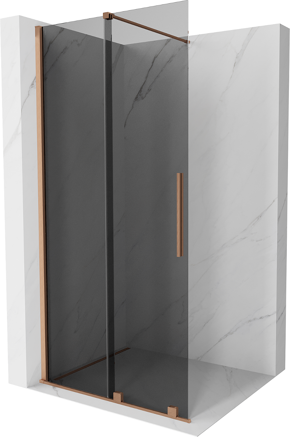 Mexen Velar perete duș extensibil Walk-in 110 x 200 cm, grafit 8 mm, cupru periat - 871-110-000-43-65