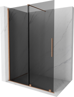 Mexen Velar összecsukható zuhanyfal Walk-in 130 x 200 cm, grafit 8 mm, kefeeltetett réz - 871-130-000-43-65