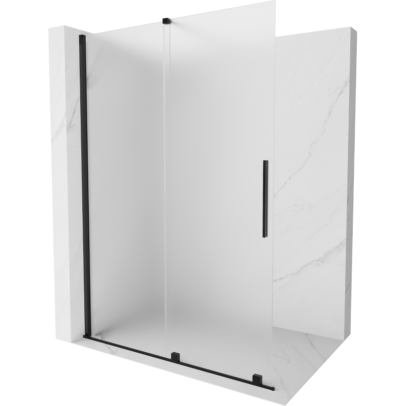 Mexen Velar zuhanyfal, kihúzható Walk-in 140 x 200 cm, frosted 8 mm, fekete - 871-140-000-33-70