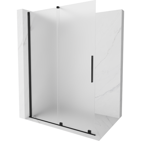 Mexen Velar mozgatható Walk-in zuhanyfal 160 x 200 cm, homályos 8 mm, fekete - 871-160-000-33-70