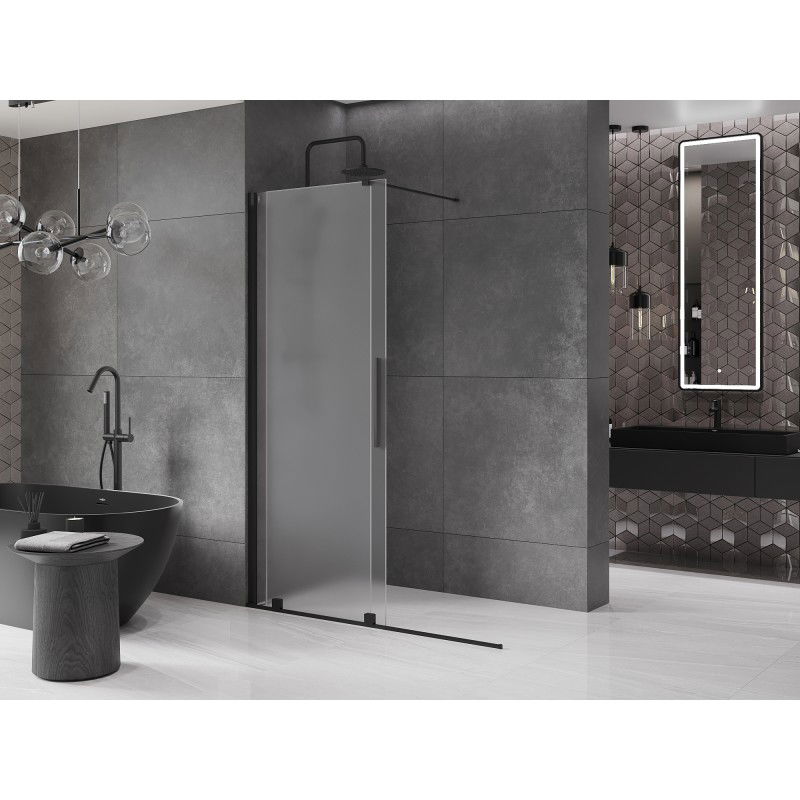 Mexen Velar perete duș glisant Walk-in 150 x 200 cm, sticlă mată 8 mm, negru - 871-150-000-33-70