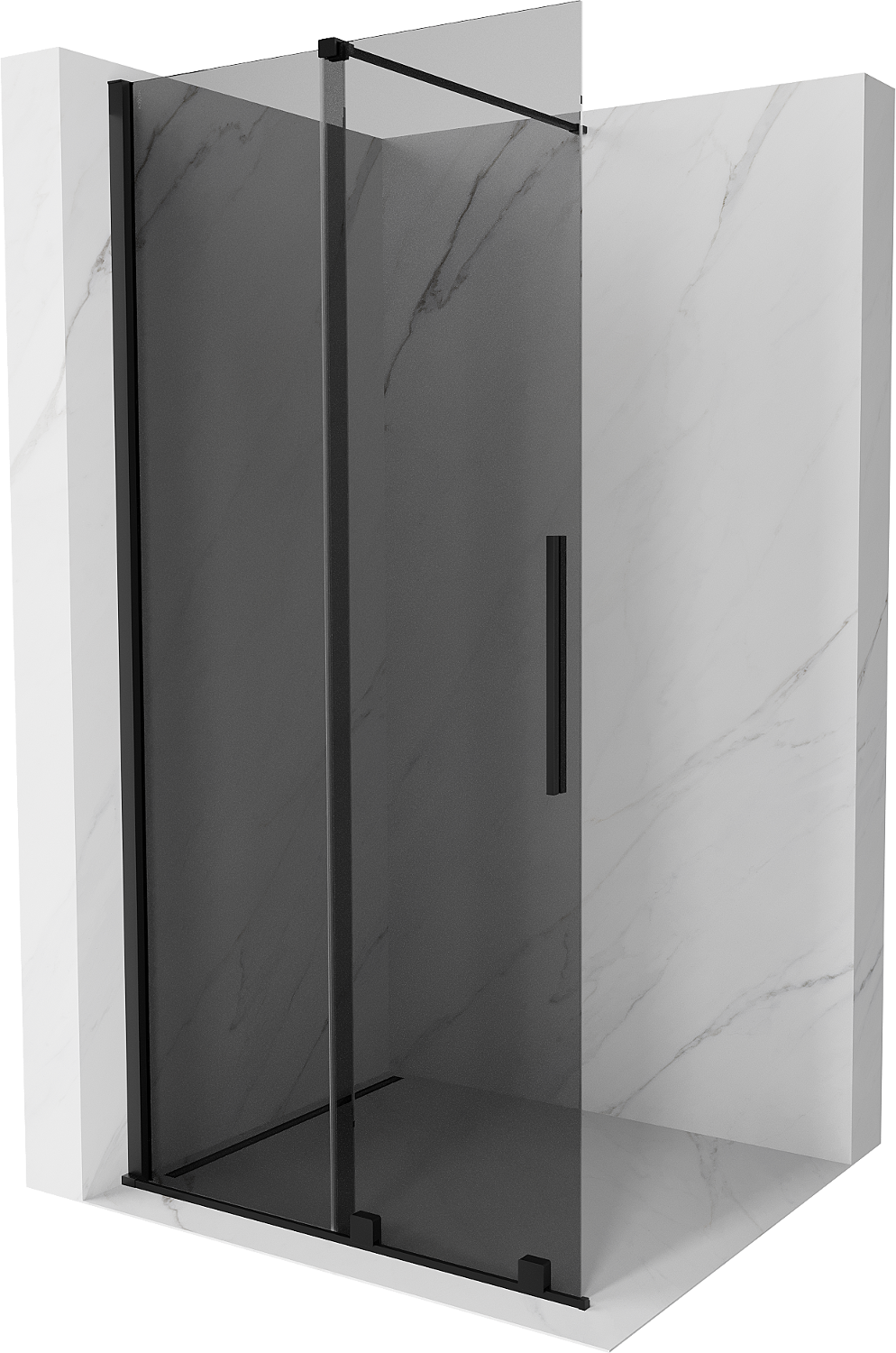 Mexen Velar perete duș extins Walk-in 75 x 200 cm, grafit 8 mm, negru - 871-075-000-43-70