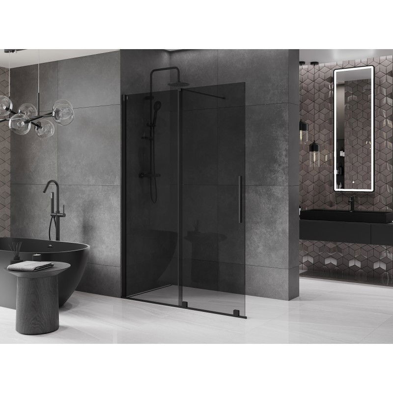 Mexen Velar perete de duș glisant Walk-in 130 x 200 cm, grafit 8 mm, negru - 871-130-000-43-70
