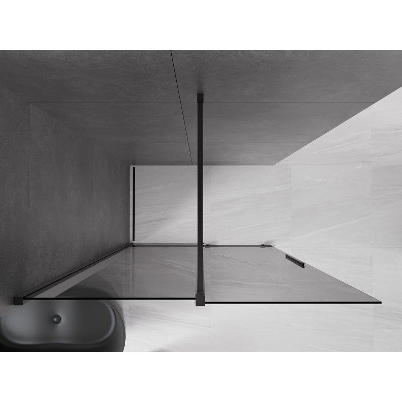 Mexen Velar tolóajtós walk-in zuhanyfal 160 x 200 cm, grafit 8 mm, fekete - 871-160-000-43-70