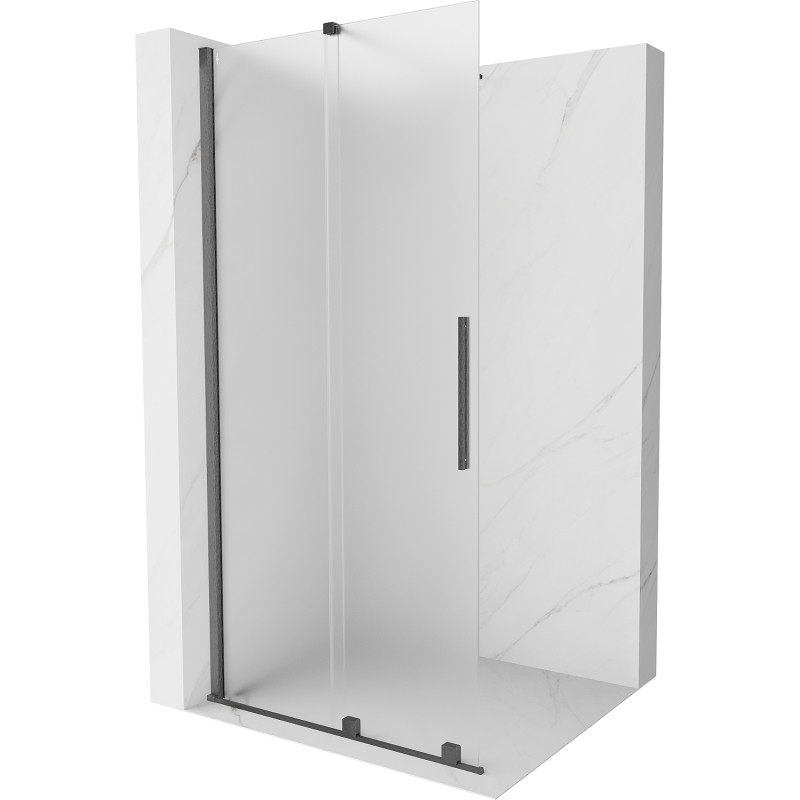 Mexen Velar Walk-in eltolható zuhanyfal 90 x 200 cm, homályos, 8 mm, kefélt pisztolyszürke - 871-090-000-33-66