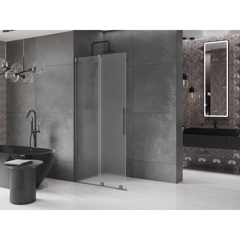Mexen Velar perete de duș glisant Walk-in 90 x 200 cm, mat 8 mm, gri armă periat - 871-090-000-33-66