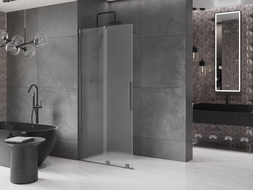 Mexen Velar perete de duș glisant Walk-in 90 x 200 cm, mat 8 mm, gri armă periat - 871-090-000-33-66